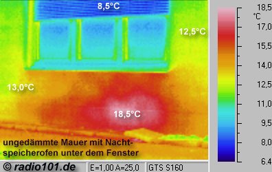 Wärmebilder: Heizkörper - Infrarotaufnahme / Wärmebild / Thermografische Aufnahme - Messung waermebildaufnahmen Wärmeabstrahlung Haus