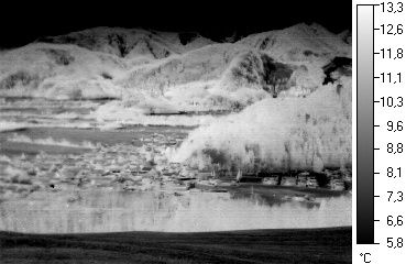 Niederndorf im Inntal, fotographie thermografique (image de chaleur) en noir et blanc