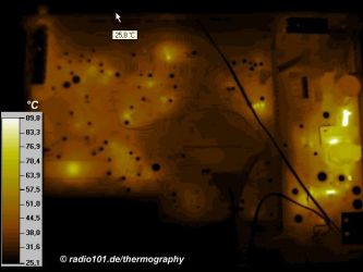 Thermography: heat radiation of a circuit board with hot-spots